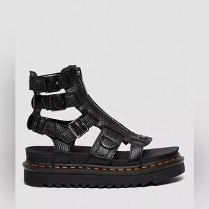 Dr. Martens Olson Sandals Black Milled Nappa Zebrilus Platform Size 6 EU 37
